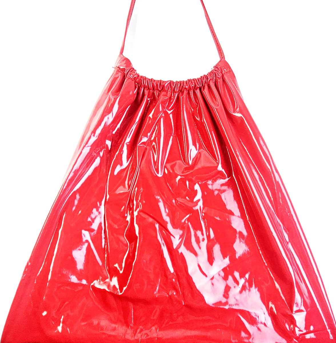 BamBella® Jurk -   Rood dames kleding sexy Glans kleding mix van Latex en stof Datex Wetlook