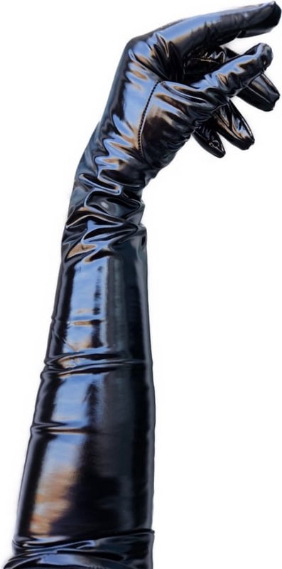 Handschoenen Datex (Mix latex en stof) zwart Sexy fetish erotiek erotische lingerie accessoire - onesize