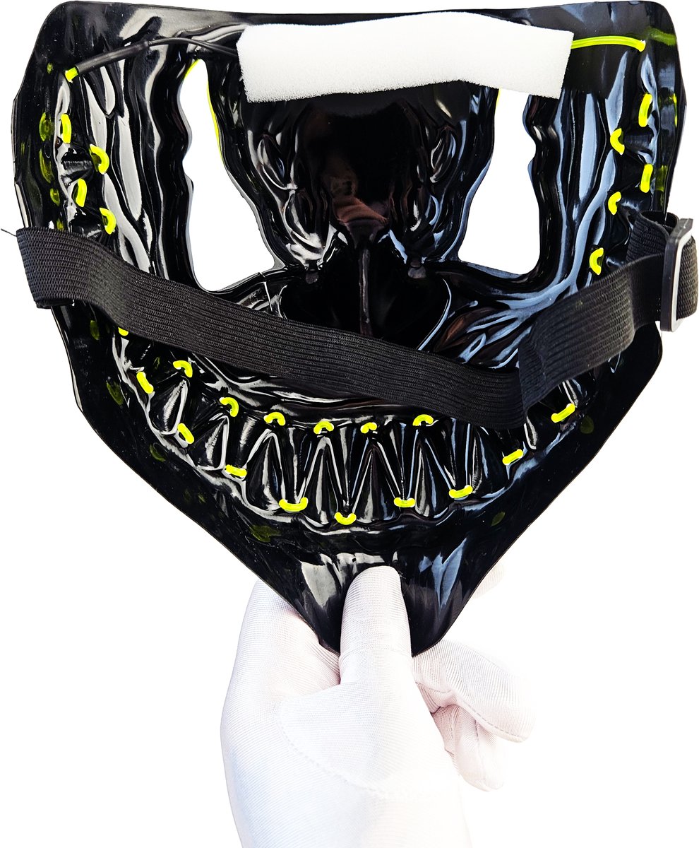BamBella® Masker Halloween evil smile lach X ogen geel zwart carnaval verkleed kleding