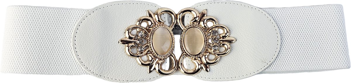 BamBella ® - - Wit glitter steentjes Korset Mode Body Gothic Goth taille riem met Studs rits sluiting korset belt