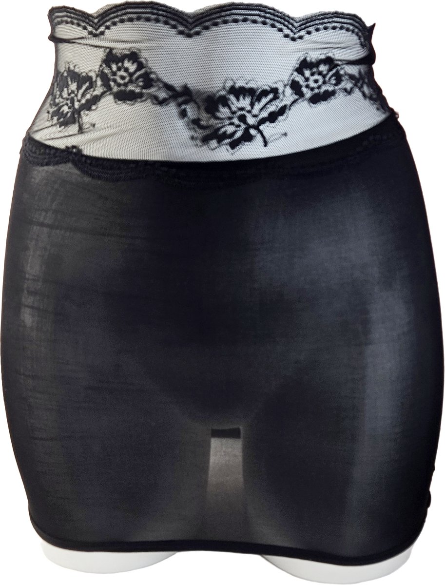 BamBella® - Erotische rok - Onesize - Doorzichtig doorschijnend stretch Zwart met Kant