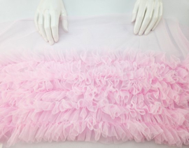 BamBella® Naai band - Breed mesh Kant rushes tutu tule tulle Roze - Sier afwerk band kleding maken