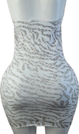BamBella® - Jurk - Onesize - Erotische sexy nacht jurkje blauw wit doorzichtig kant - Super Stretch imitaite bont
