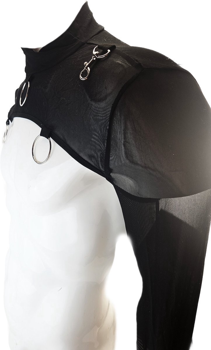 BNDGx® - Sexy Erotische korte crop Top - Maat S/M - shirt rollenspel top mannen met ijzeren ringen Merk: BNDGx