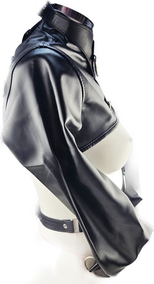 BNDGx® - Dwangbuis Straight jacket - Maat XS t/m M - Nep Leer - Onesize - Extreme BDSM Bondage Restraint Erotische sex kleding keurslijf