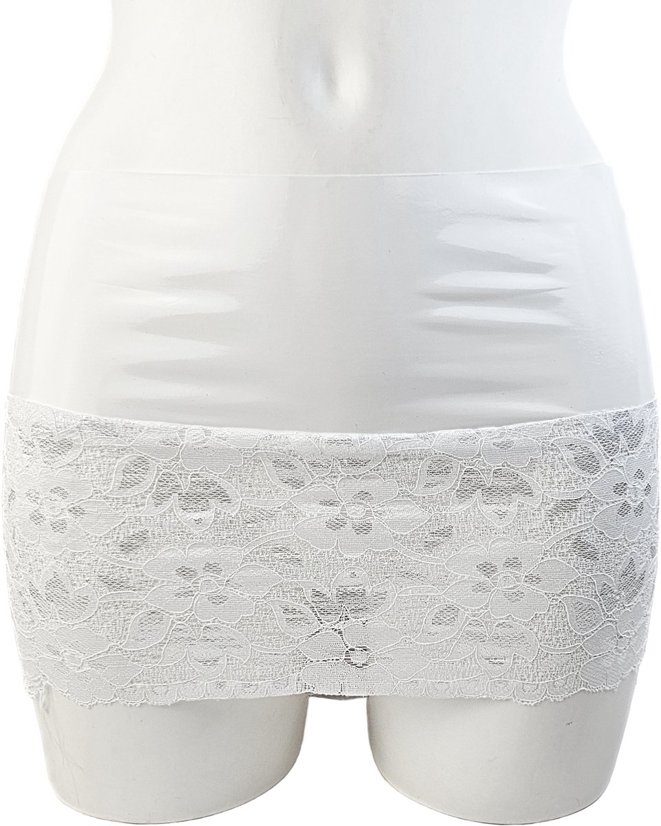 BamBella® - Datex mini Rok -   Rood  met kant Rollenspel sm dames sexy Glans kleding mix van Latex en stof