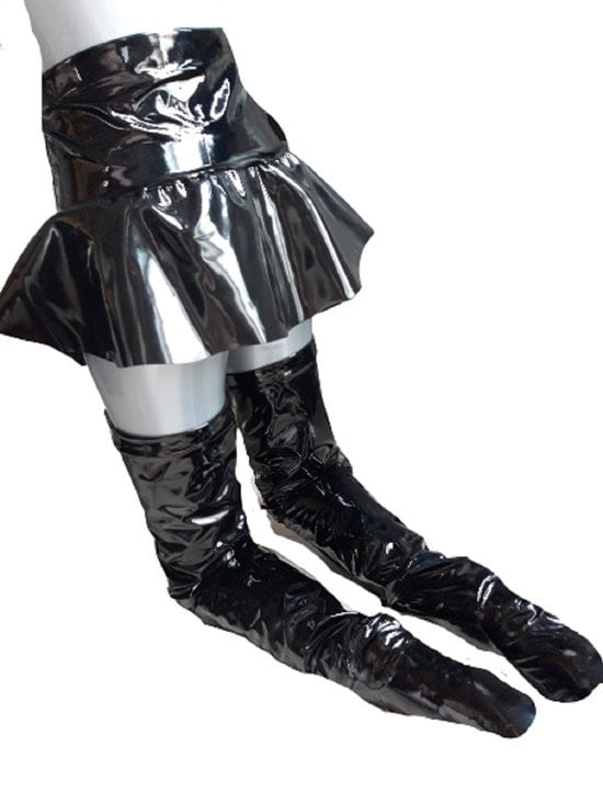 Datex mini Rok - Maat XS T/m XXL zwart Rollenspel sm dames sexy Glans kleding mix van Latex en stof | Datex