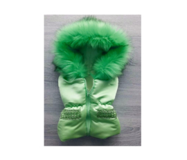 Bodywarmer Groen  grote bontkraag dames jas zomer jas