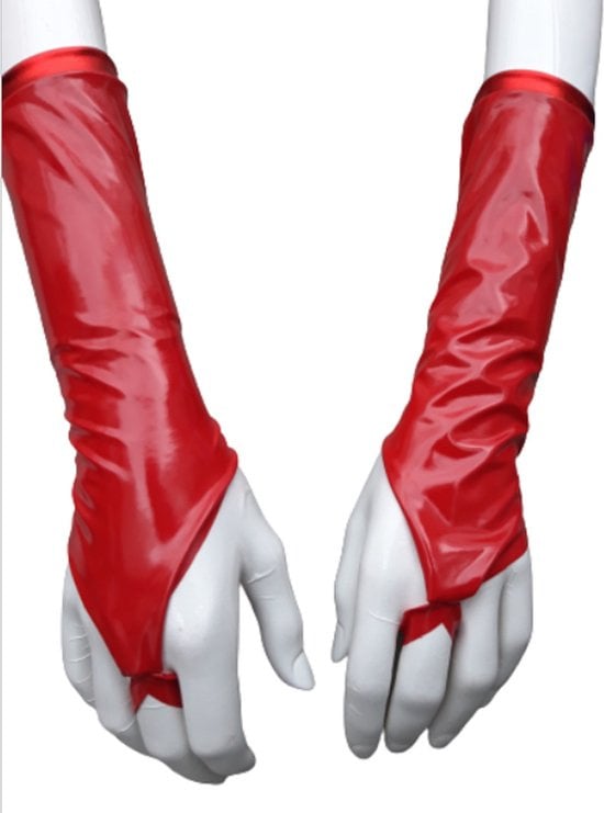 Handschoenen Rood van Datex (Mix latex en stof ) Sexy kinky fetish accessoire
