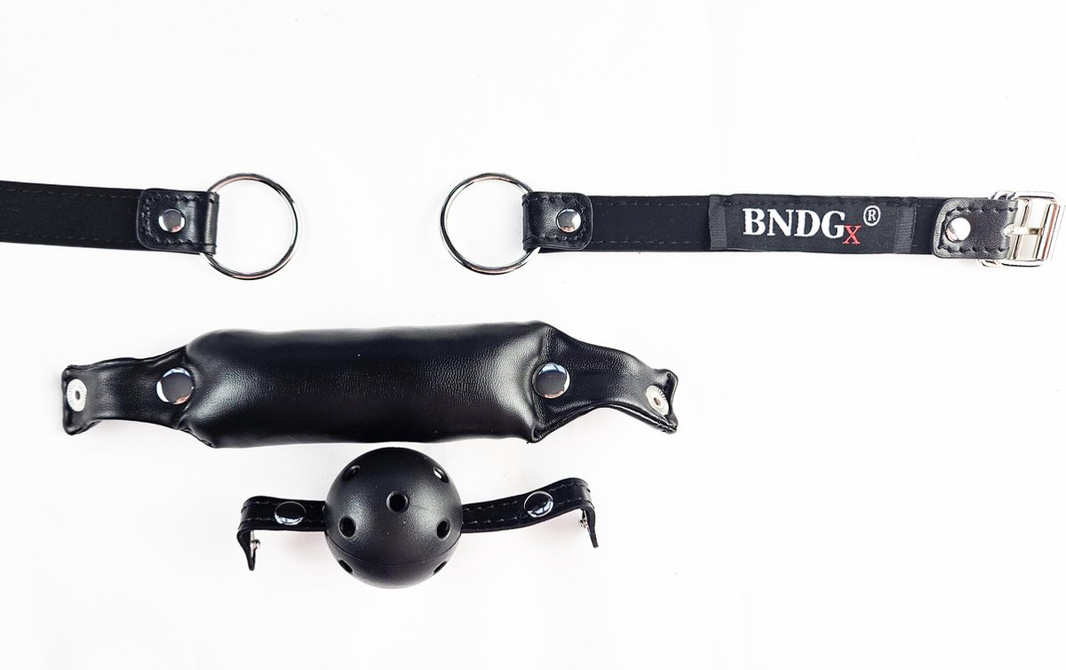 BNDGx® - Mond Gag - Zwart - 2 delig- Seks speeltje - Mond dicht seks speeltje rond bal mond strap masker bdsm fetish