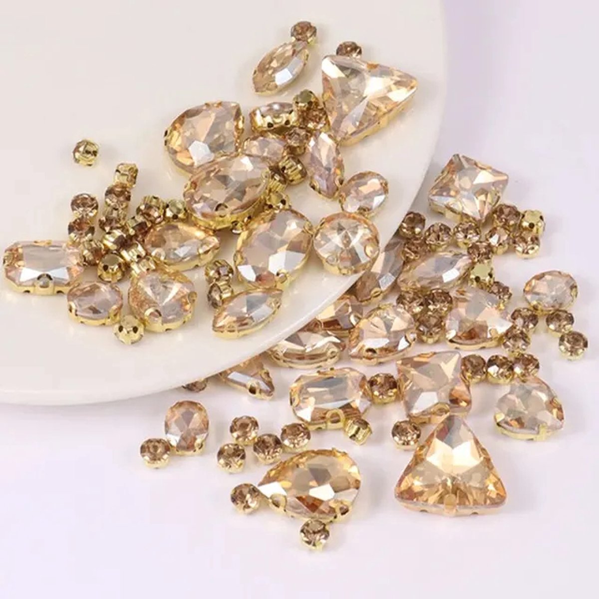 BamBella® Naai strass Steentjes - 100 stuks - geel strass stenen glitters kleding versieren