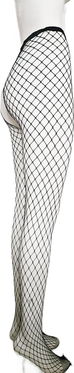BamBella ® Panty open kruis zwart gaten visnet dames Onesize
