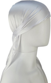 BamBella® Durag - Wit - Fijn dun Satijn- - Haarnetjes - Wave Cap - Hoofddoek - doek - Soft - Weave hoofd sjaal