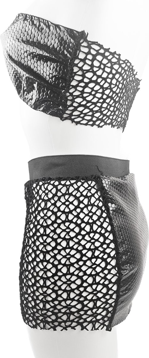 BamBella ® Sexy erotische lingerie set - Maat L/XL Kleding set kleding outfit dames met crop top Rollenspel kleding Reptiel print