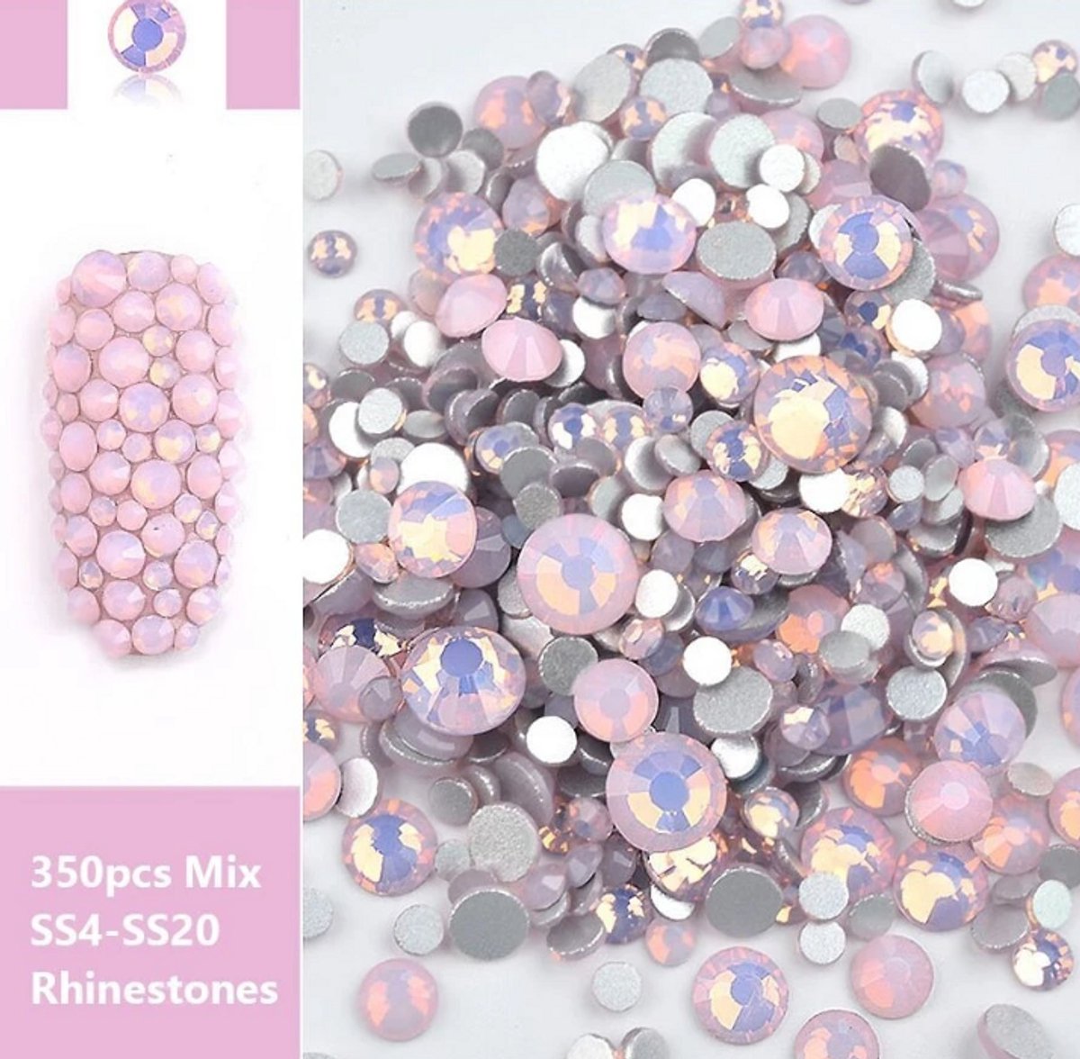 BamBella® Plak strass Steentjes - 1 zakje - 3mm tot 6mm - Wit AB doorzichtig strass stenen glitters nail art kleding versieren