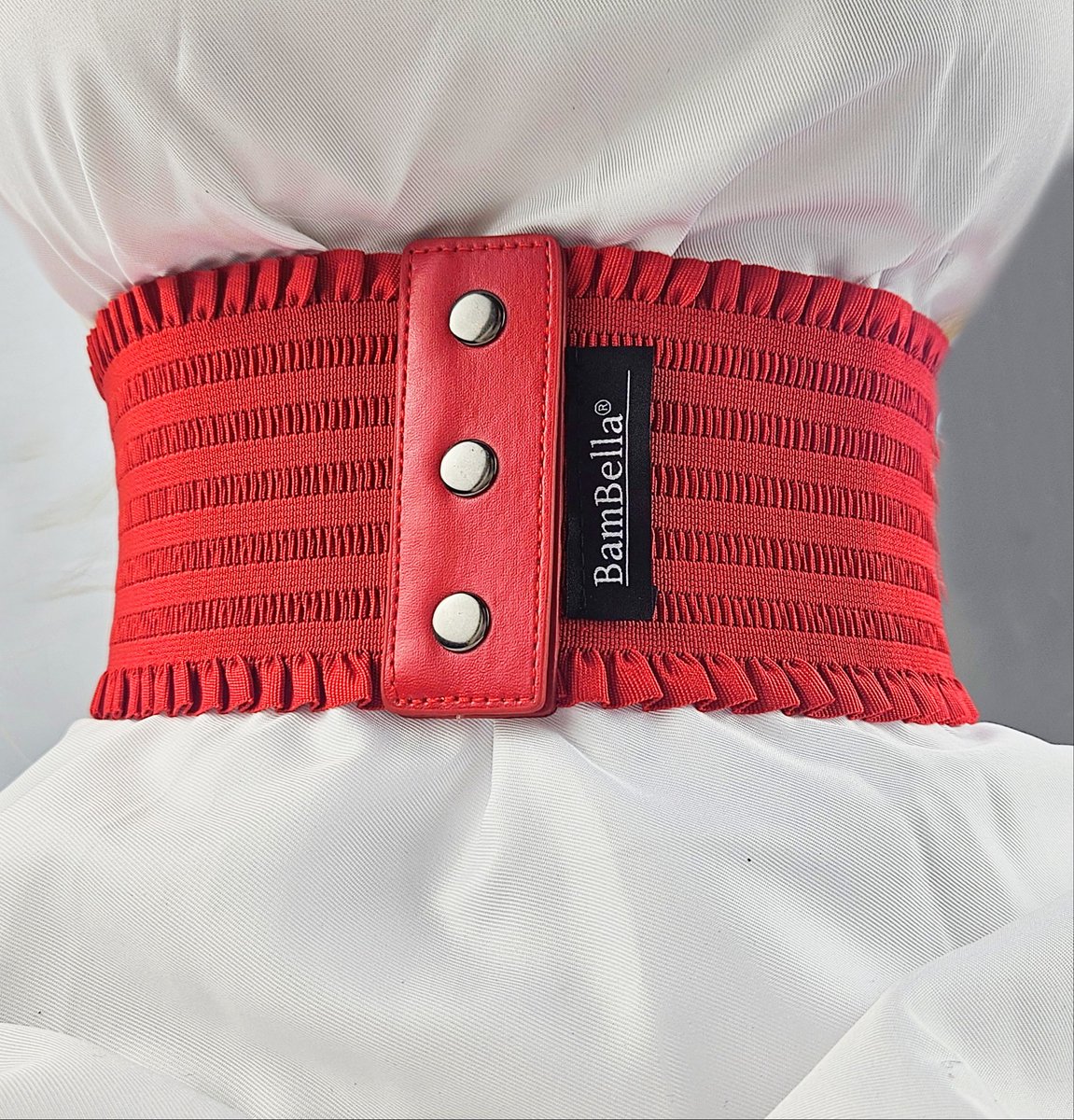 BamBella ® - Riem Maat Onesize - Rood Mode Body Gothic Goth taille riem zwart met korset belt