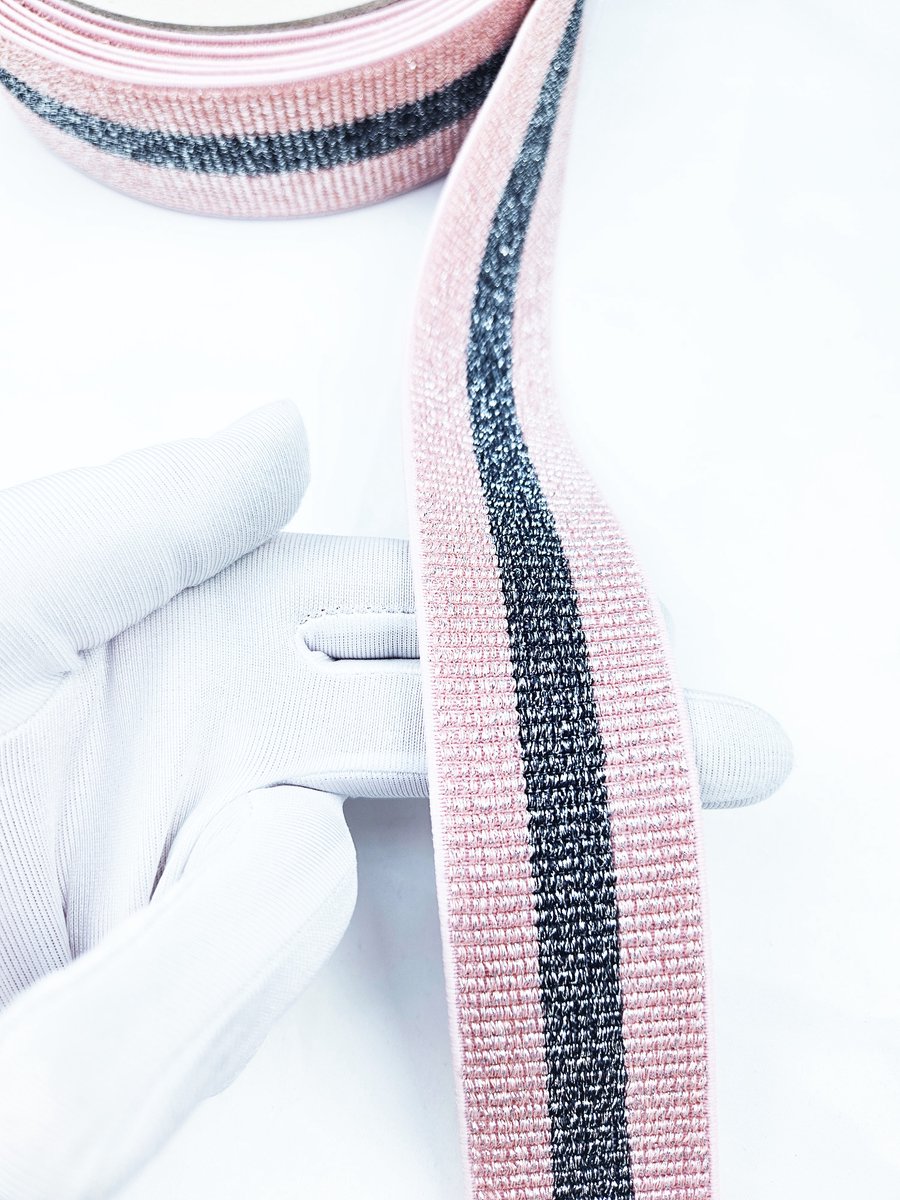 Elastiek roze 1 Meter band elastisch elastiek roze streep glitter taille tailleband 25mm breed voor broek naaien