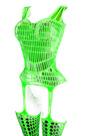 BamBella ® - Panty pak -Onesize - Glow in the dark body suit - Dames - Onesize - sexy Erotische jumpsuit van kant lingerie