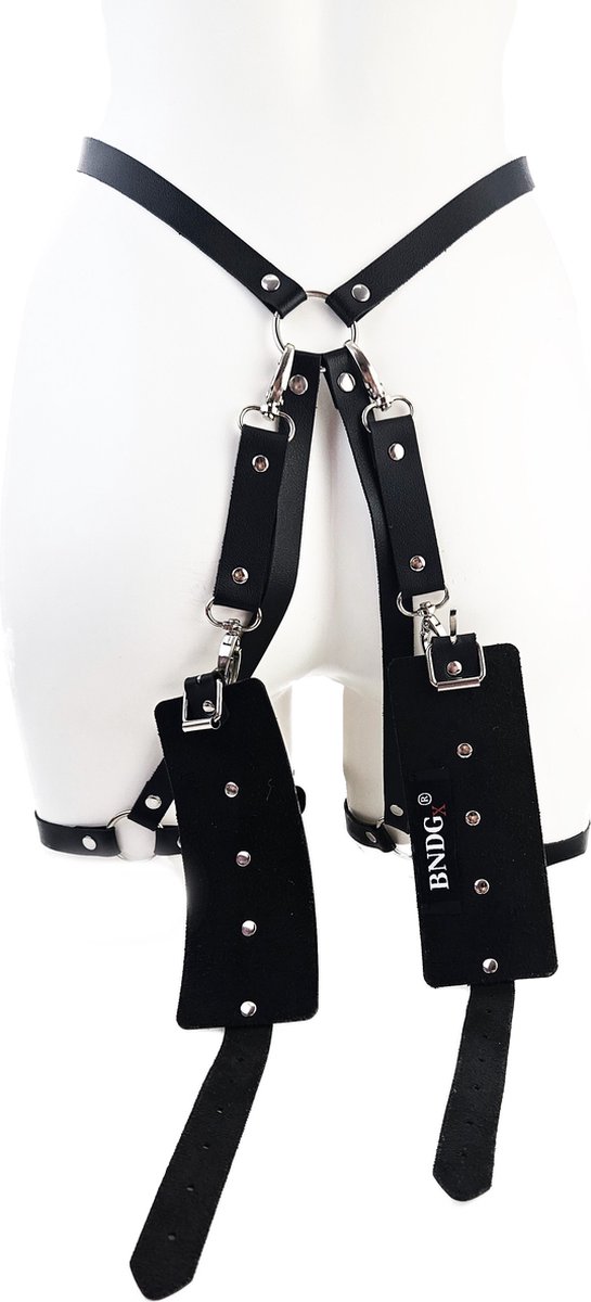 BNDGx® - Sex Harnas tuig pak met handboeien - Bondage set BDSM Erotische Fetish Body Nep Leer - Verstelbaar -