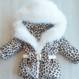 Kinderjas panterprint  Bontkraag jas Leopard  bontkraag Winterjas BamBella