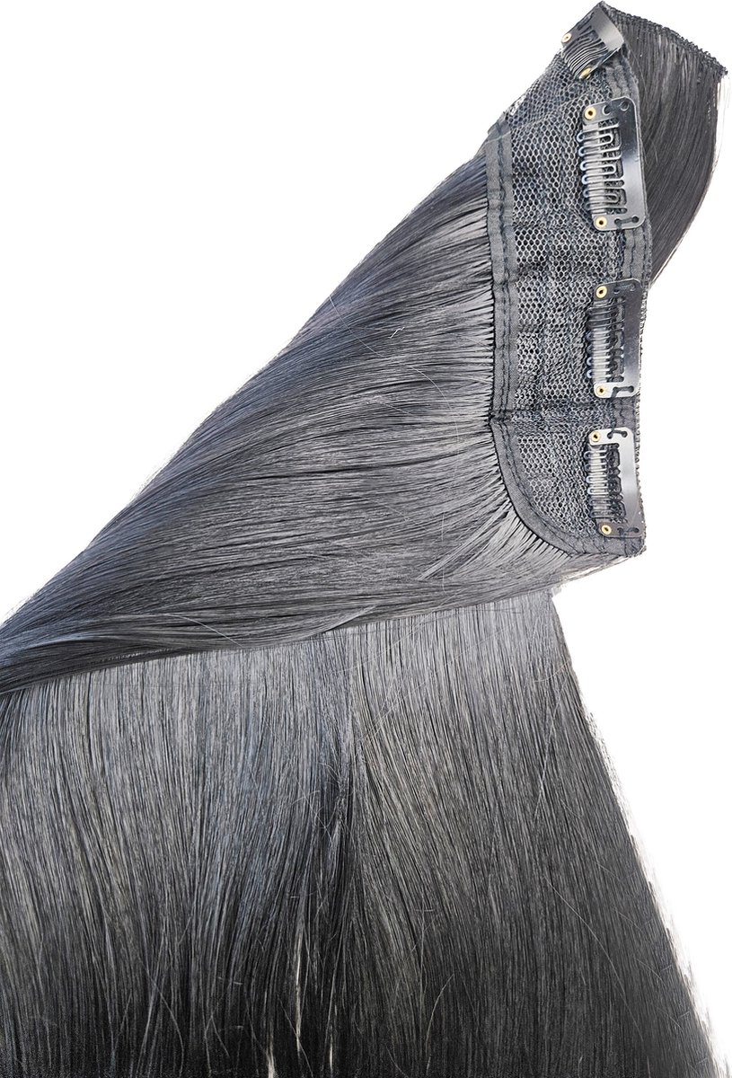 Hair extensions - Haar stijl Jetblack Clip In mat - zwart - clip ins curly krullen