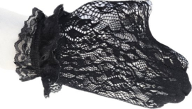 BamBella® korte gaas Sokken gaten panty stof met rushes - Onesize kant zwart net - kousen