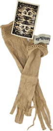 BamBella® - Lange Handschoenen - Bruin - Kant - onesize Lange Elastische Visnet | One Size | feest Carnaval