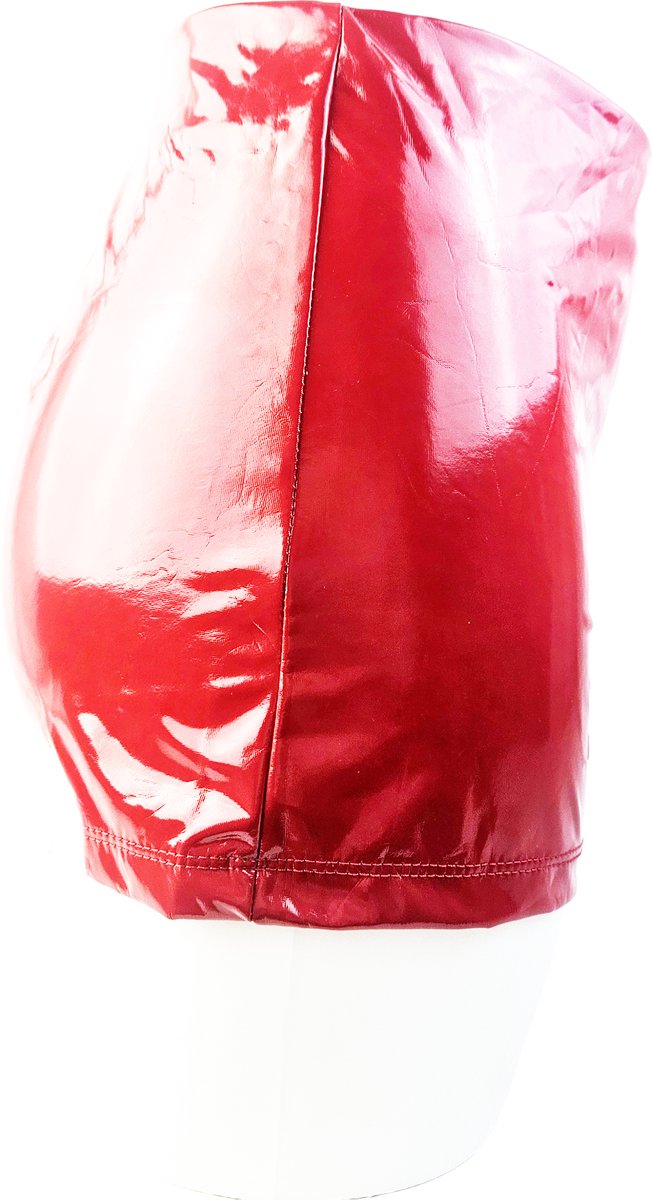 BamBella® - Short -  Rood dames sexy Glans kleding mix van Latex en stof Datex Wetlook met sluiting Korte broe shortsk