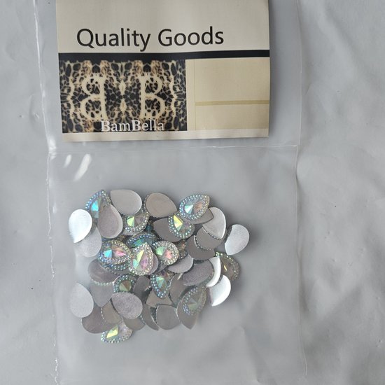 BamBella® grote stenen - 20 stuks - 24mm druppel vorm kleding versieren steentjes DIY hobby knutselen Glitter