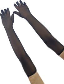 BamBella® - Handschoenen Panty stof - One size - Zwart - mesh onesize - Sexy Lange Elastische handschoen