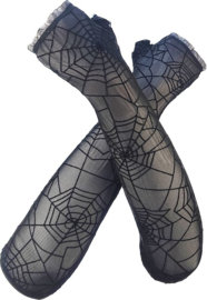 BamBella® - Sexy Handschoenen Lang Zwart kant spinnen web Halloween - Dames -