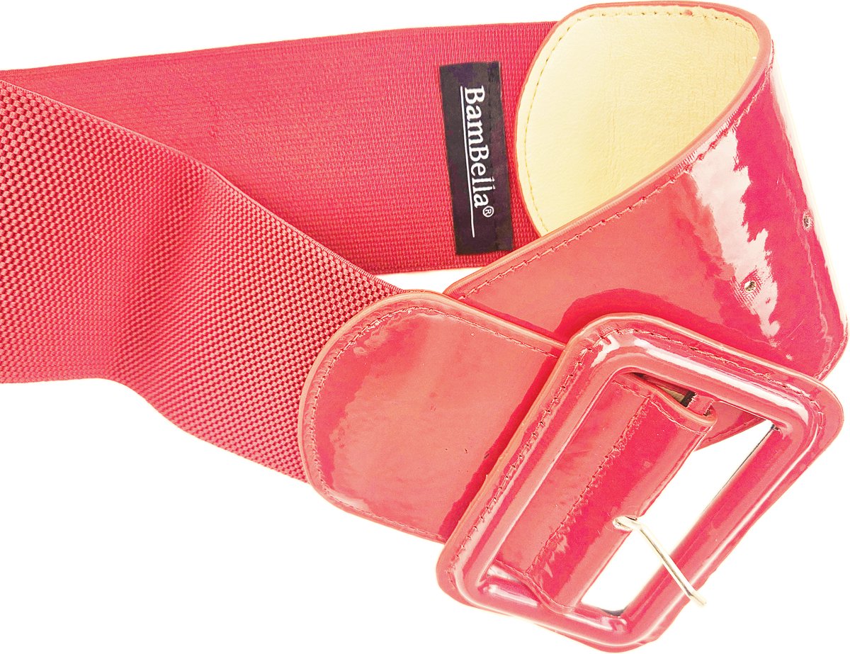 BamBella ® - Riem Maat Onesize - Datex Rood (Mix latex en stof) Mode Body Gothic Goth taille riem Gesp Groot