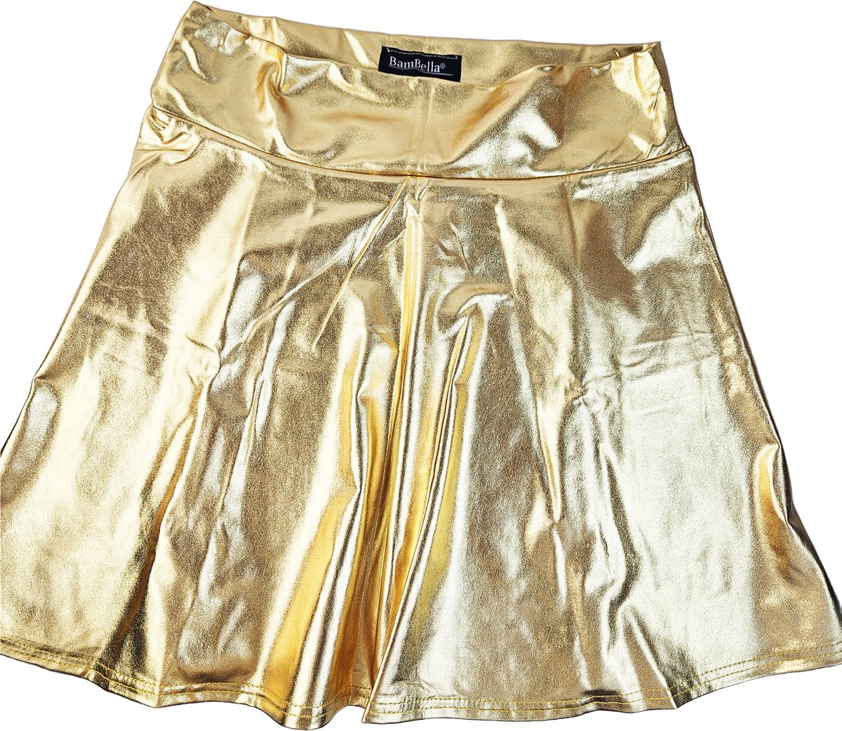 BamBella® - Rok  Shiny Wetlook - Sexy Erotische rokje Super shine metallic Lame Glans Goudgeel