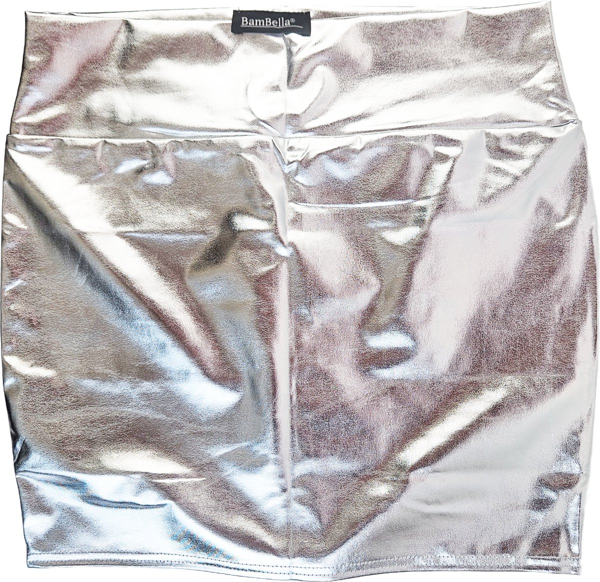 BamBella® - Rok - Shiny Glans Wetlook rokje Super shine metallic Glans ZilverkleurigLame