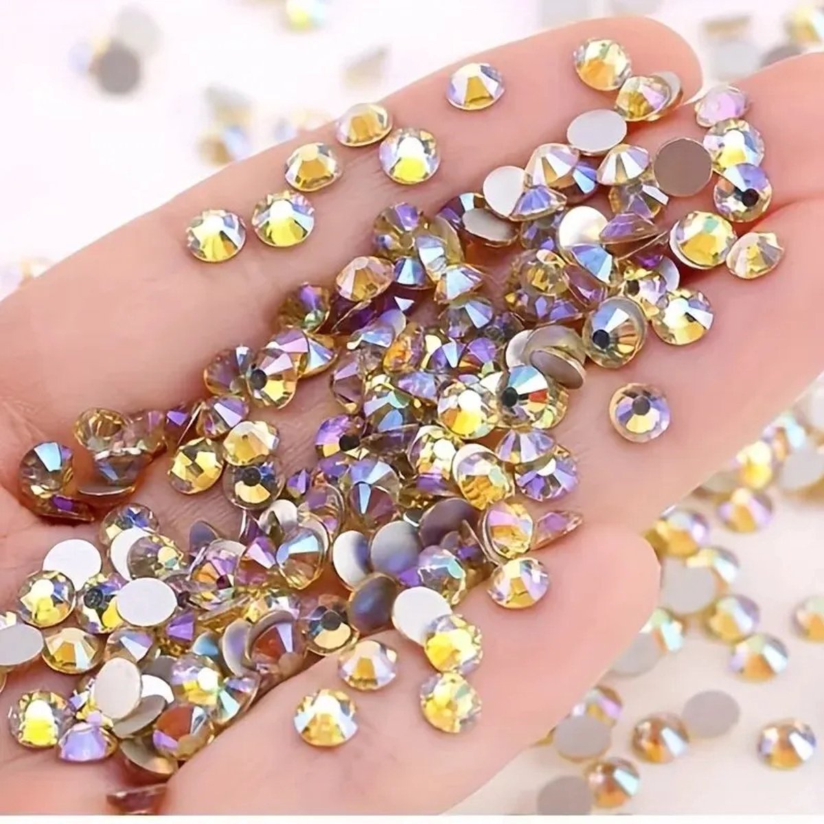 BamBella® Plak strass Steentjes - 1440 stuks - SS16 - Goudgeel AB strass stenen glitters nail art kleding versieren