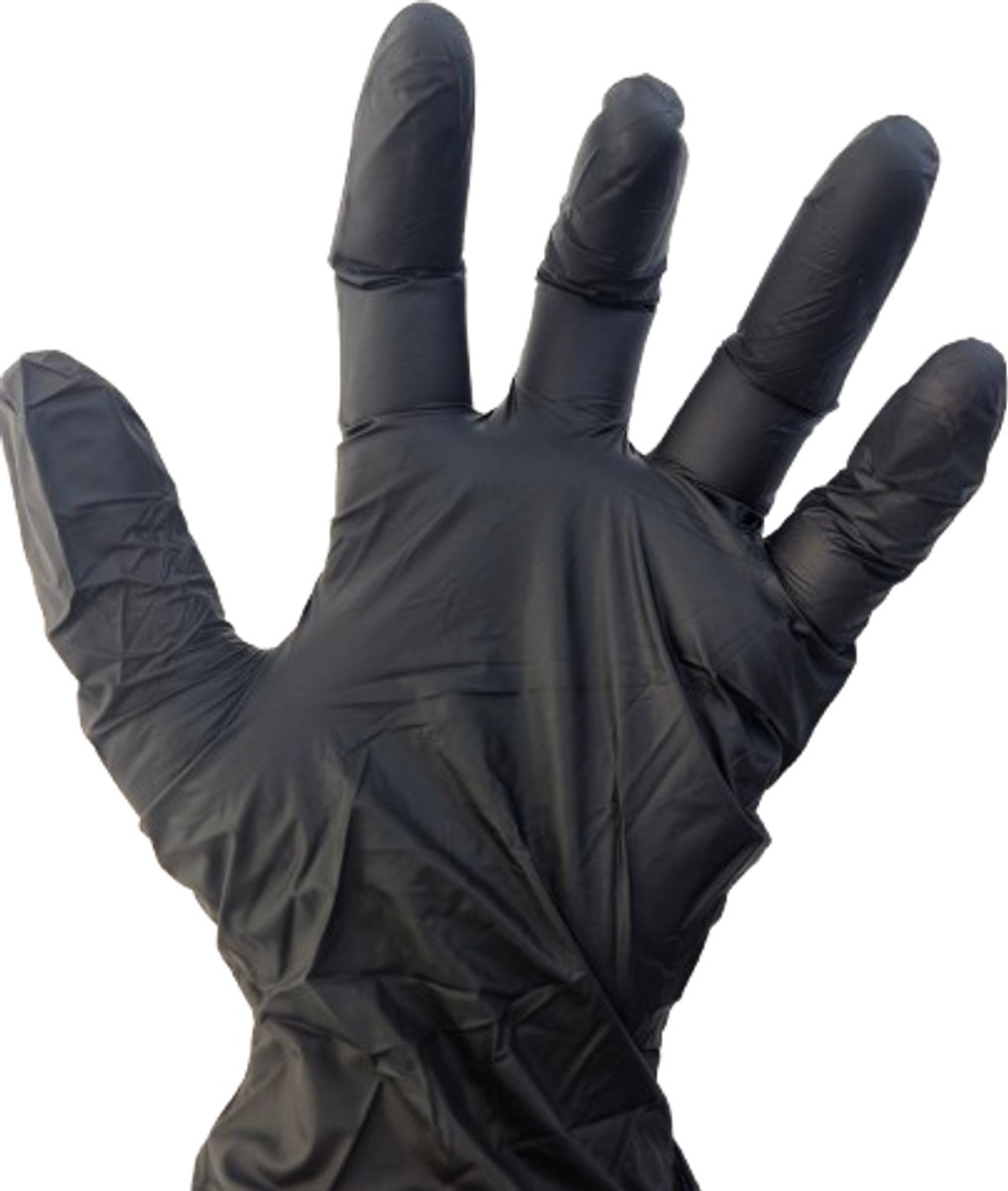 BamBella Schoonmaak Wegwerp handschoenen - Extra groot XL - 20 stuks - Nitril poedervrij zwart voor grote handen