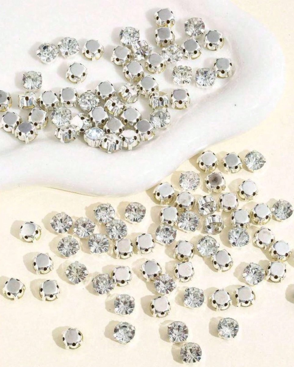 BamBella® doorzichtig wit kleur - SS16 - rond Naai strass Steentjes - 200 stuks - zilver kleurig strass stenen glitters kleding versieren