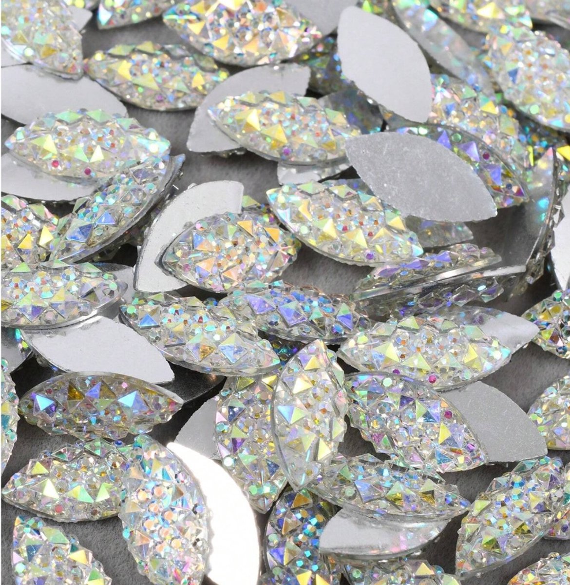 BamBella® mix grote stenen - 100 stuks - kleding versieren steentjes DIY hobby knutselen Glitter