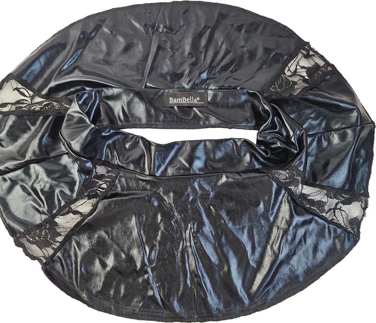 BamBella® - Mini rok - Maat Onesize - Shiny Wetlook - Sexy Erotische rokje Super shine metallic Lame Glans Zwart Kant