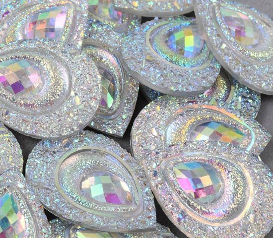 BamBella® grote stenen - 20 stuks - 24mm druppel vorm kleding versieren steentjes DIY hobby knutselen Glitter