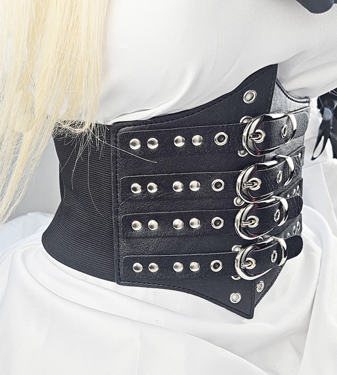 BamBella ® - Corset Riem   - Mode Body Gothic Goth taille riem zwart nepleer met vetersluiting Verstelbaar korset belt