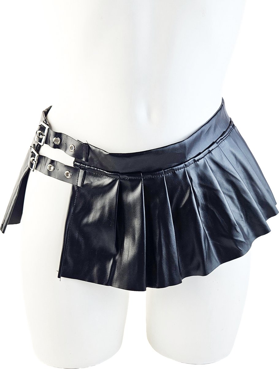 BamBella® - Erotische Rok - Maat S M L- Shiny Wetlook - rokje Super shine metallic Lame Glans Zwart BDSM Sexy kleding