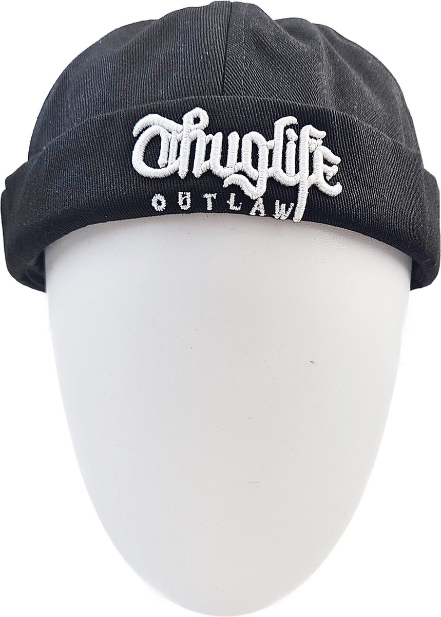 BamBella® Muts Halve pet winter Heren Hip hop zwart wit thug life Outlaw tekst