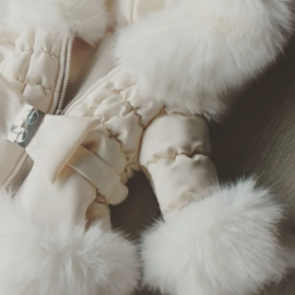 Damen Wintermantel mit großem Pelzkragen Pelzjacke aus Kunstpelz