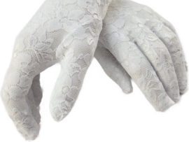 BamBella® Handschoenen van kant- Kort Roze - onesize - Elastische Visnet handschoen festival | verkleden feest kleding