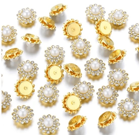 BamBella® Goud kleurig - 50stuks - 14mm Naai strass Steentjes parel klein - 50 stuks - glitters kleding versieren