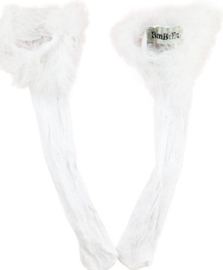 BamBella® Knie Sokken panty stof Dames - Onesize Wit met strikjes net Kniekousen - kousen