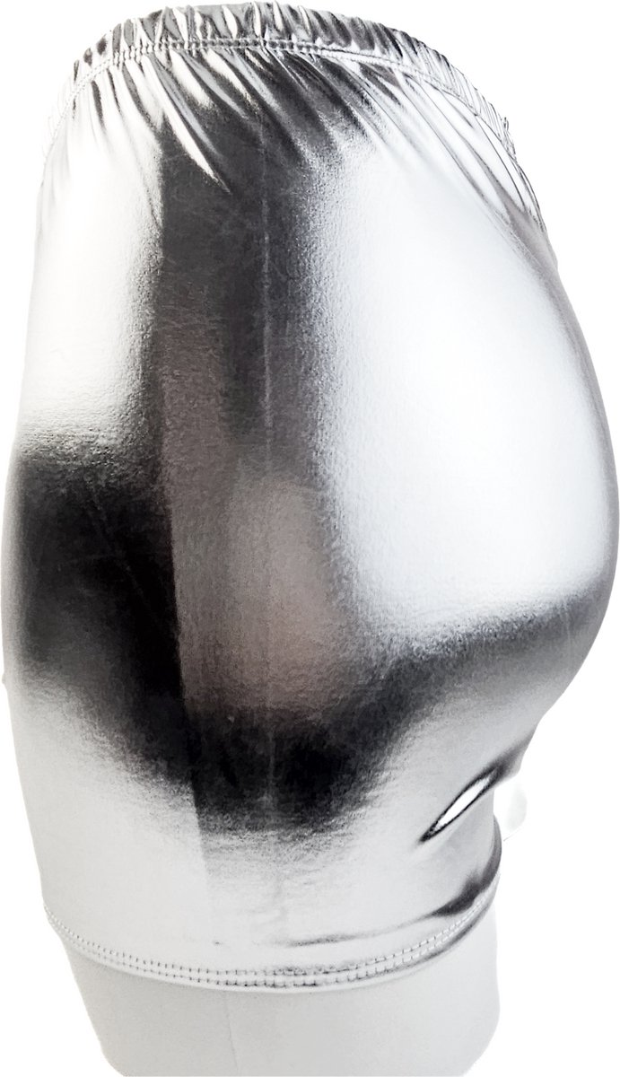 BamBella® Korte broek -  Wetlook Dames - zilver kleurig Glans Lame metallic Short gym broek