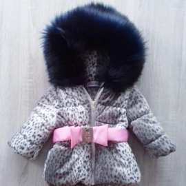 Kinderjas panterprint  Bontkraag jas Leopard  bontkraag Winterjas BamBella