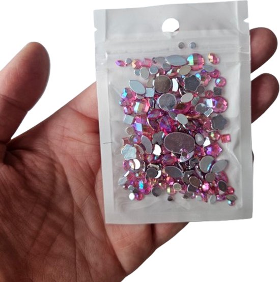 BamBella® Roze plak stenen - 200 stuks mix - kleding versieren steentjes DIY hobby knutselen Glitter